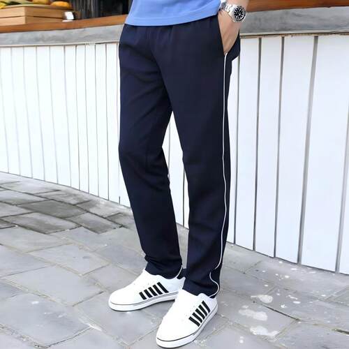 校服裤子深藏青色一条杠运动裤