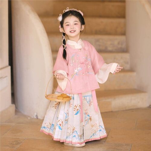 汉服儿童女2026春秋新款中国风明制刺绣古风新中式超仙公主裙套装