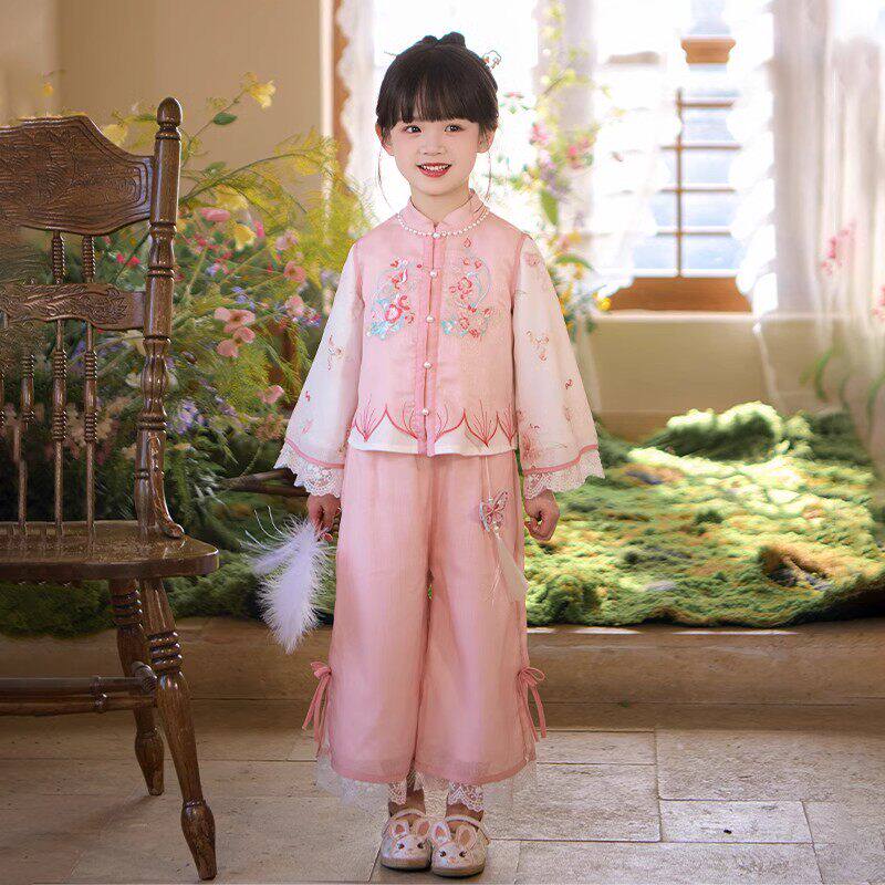女童汉服2026年春季新款新中式中国风唐装小女孩日常古风两件套夏