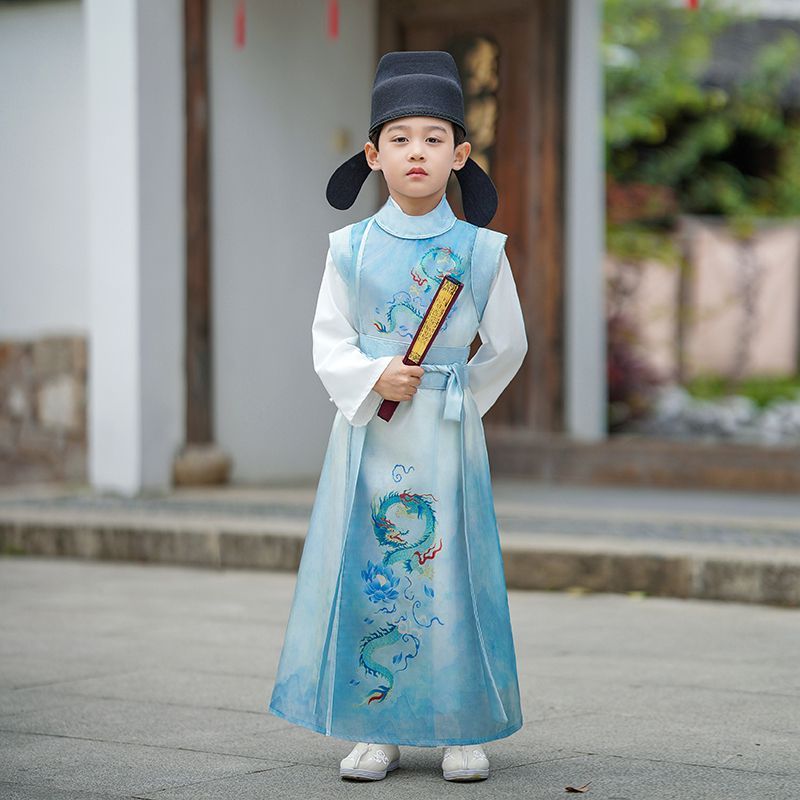 儿童汉服男童夏装唐装男孩古装夏季古风帅气中国风高级国学小少爷