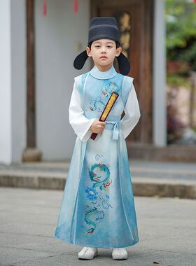 儿童汉服男童夏装唐装男孩古装夏季古风帅气中国风高级国学小少爷
