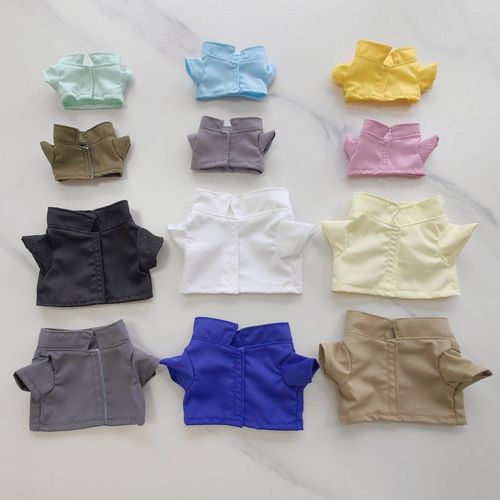 现货娃衣10cm15cm20cm40cm棉花娃娃公仔衬衣内搭外穿纯色条纹衬衫