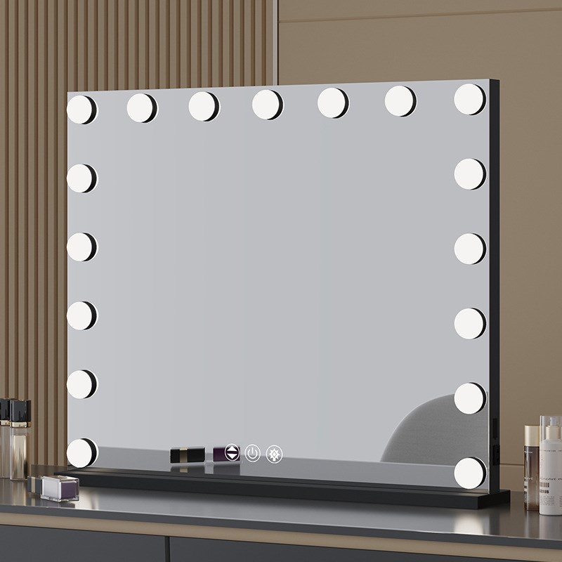 化妆镜台式led带灯镜子梳妆台灯泡桌面家用智能卧室专业定制镜子