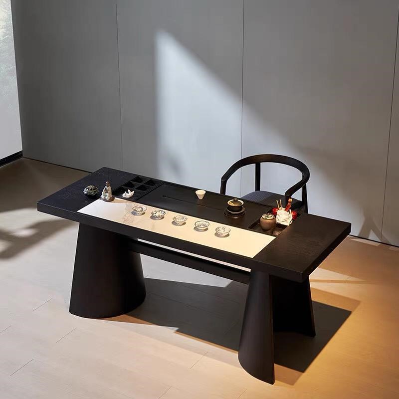 岩板茶桌茶台家用客厅烧水壶一体嵌入式禅意办公室轻奢简约高级感