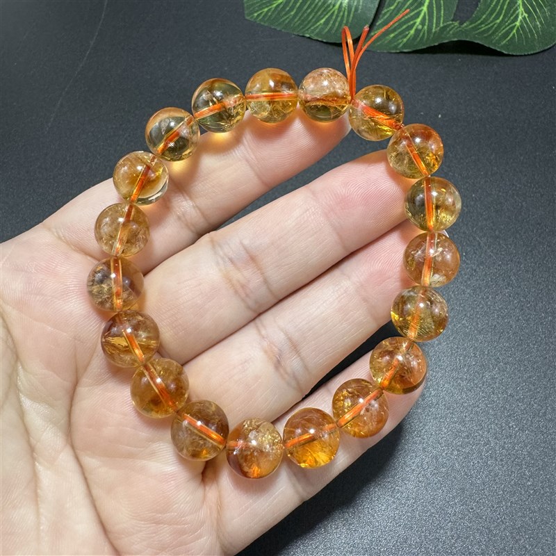 10.5mm天然黄水晶圆珠手串黄塔晶手链礼物女 男  饰品配珠隔珠