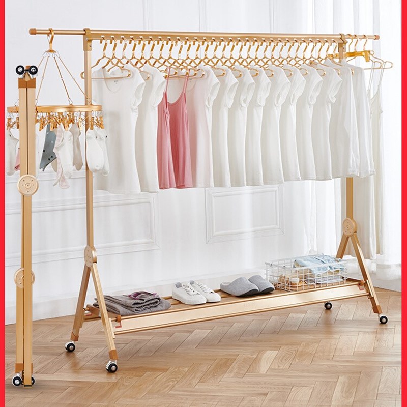 晾衣晾衣架阳台小户型折叠室内单杆式衣挂衣架落地卧室简易挂凉架