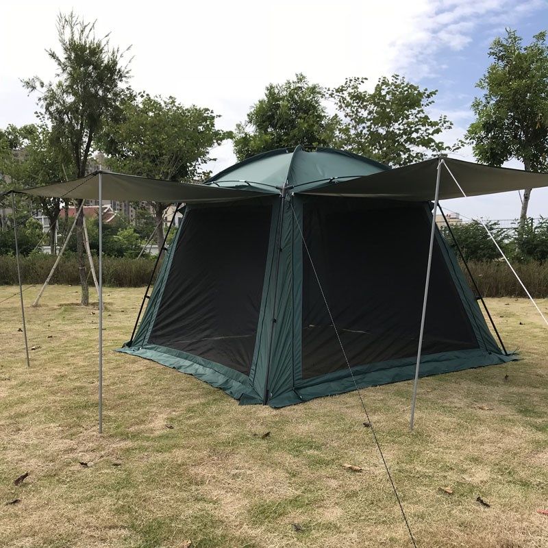 户外超大天幕凉棚防雨涂银牛津布新厅野炊事帐篷多用露营专业沙滩