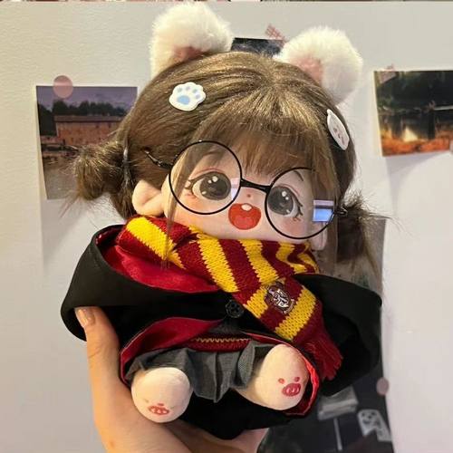 栗粒棉花娃娃公仔女20cm裸娃衣服炸毛人形毛绒玩偶送女生日礼物