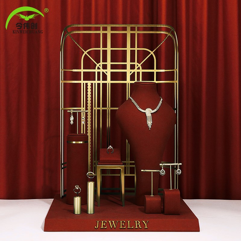 首饰展示架高档摆放套装项链模特脖子耳环架子珠宝橱窗陈列道具柜