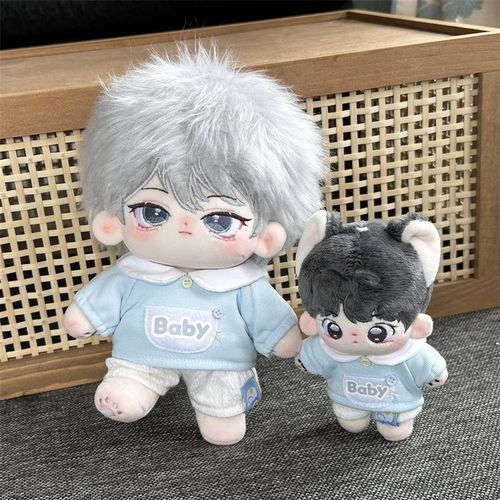 现货娃衣10cm20cm棉花娃娃蓝色运动套装玩偶公仔卫衣短裤替换装夏