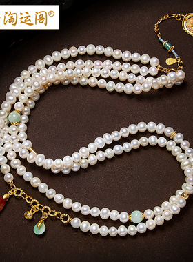 珍珠项链女2024新款爆款轻奢小众颈链旗袍国风双圈手链毛衣链