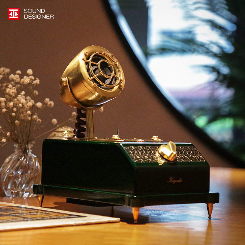 巫喀秋莎 蓝牙音箱 木质复v古桌面家用音响 大功率模拟功放高音质