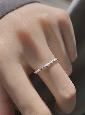 纯银开口素圈戒指女小众设计轻奢不掉色冷淡风新款食指简约素戒子