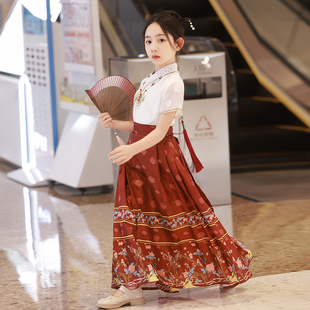 马面裙女童夏款套装2023新款夏季薄款儿童汉服古风超仙洋装夏天