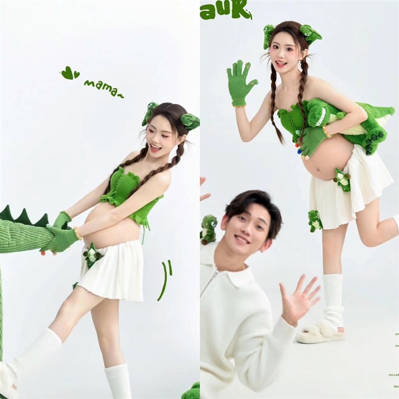 新款孕妇照吊带套装个性日系小清新孕妈拍摄影楼私房俏皮艺术服装