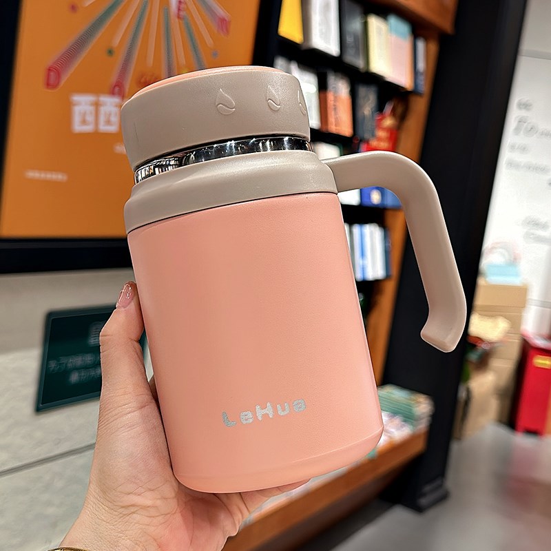 泡茶保温杯大容量带盖带手柄茶水分离直饮杯真空防摔办公室喝水杯