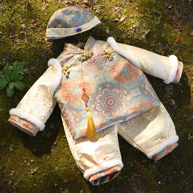汉服冬装套装婴幼儿童拜年服新年宝宝周岁礼服男童喜庆过年服唐装
