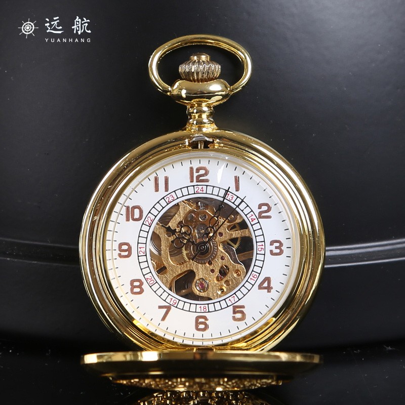 全自动机械表怀旧复古翻盖机械怀表项链男女士数字陀表手表毛衣链