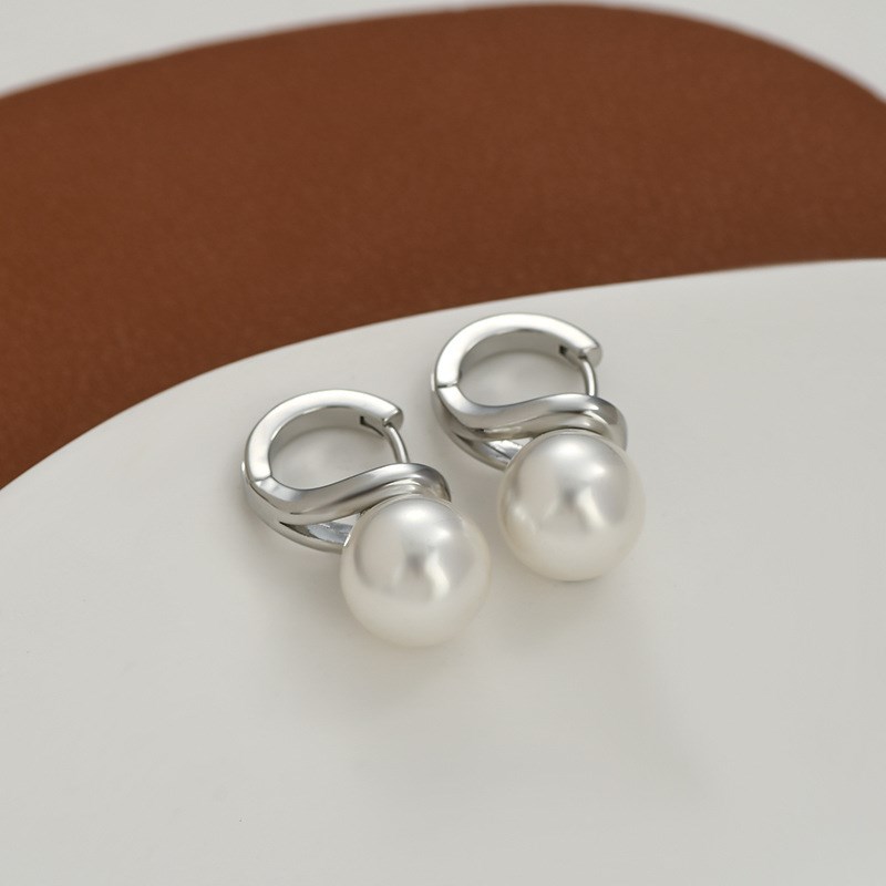 韩国新款设计法式宫廷复古耳环极简个性气质大珍珠耳扣耳坠耳饰品