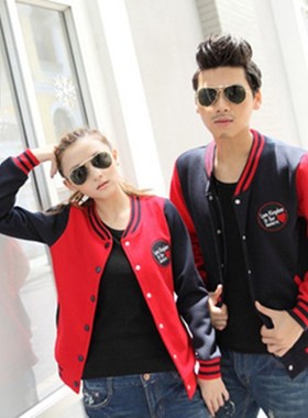 不一样的情侣装棒k球服秋冬红色棒球衫加绒卫衣2024新款潮男女外