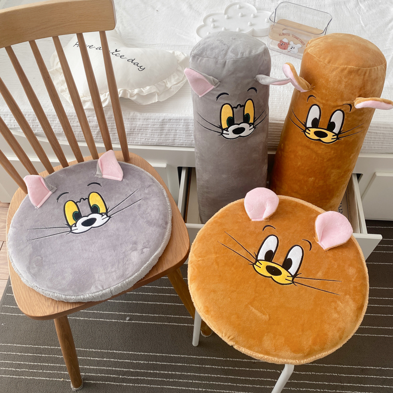 少女心可爱卡通猫咪老鼠毛绒圆柱抱枕靠枕床头夹腿枕座椅坐垫礼物