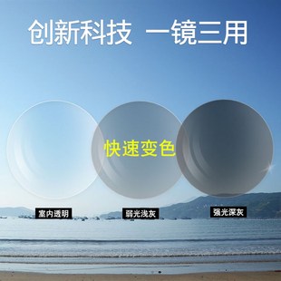 超薄膜层a变色镜片1.56 1.67非球面镜树脂近视急速变色 1.60