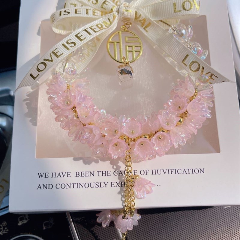 福字汽车挂件铃兰花车载后视镜挂饰网红车内挂饰吊坠女士车品装饰