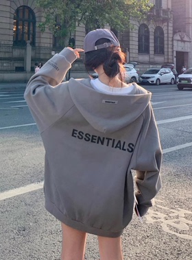 CTST美式FEAR OF GOD ESSENTIALS拉外套连帽卫衣加绒男美式开衫