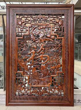 客厅沙发AL101288实香樟件装饰画中式福竖屏玄关挂麦东字阳木雕雕