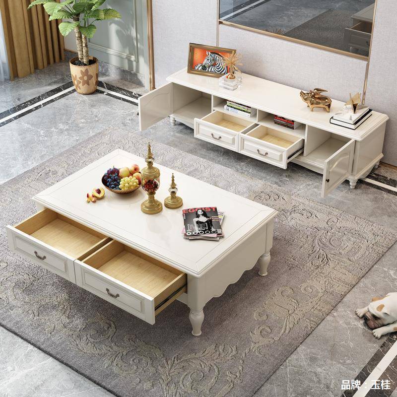 美式套代LTW系系列实电视柜茶几组合现轻奢客厅视听柜木柜储物柜