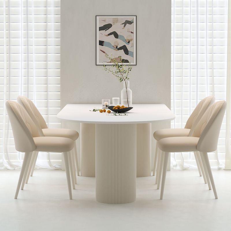 ZEH轻奢岩板岛台餐桌一现代简约靠奶风油半圆餐桌椅家体用墙小户