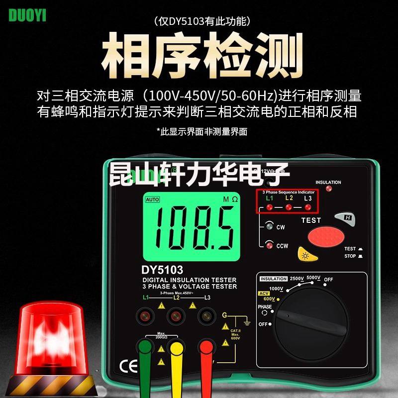 多一绝缘电阻仪 DY5103 DY5106 交流电压5000V高压数字兆欧表