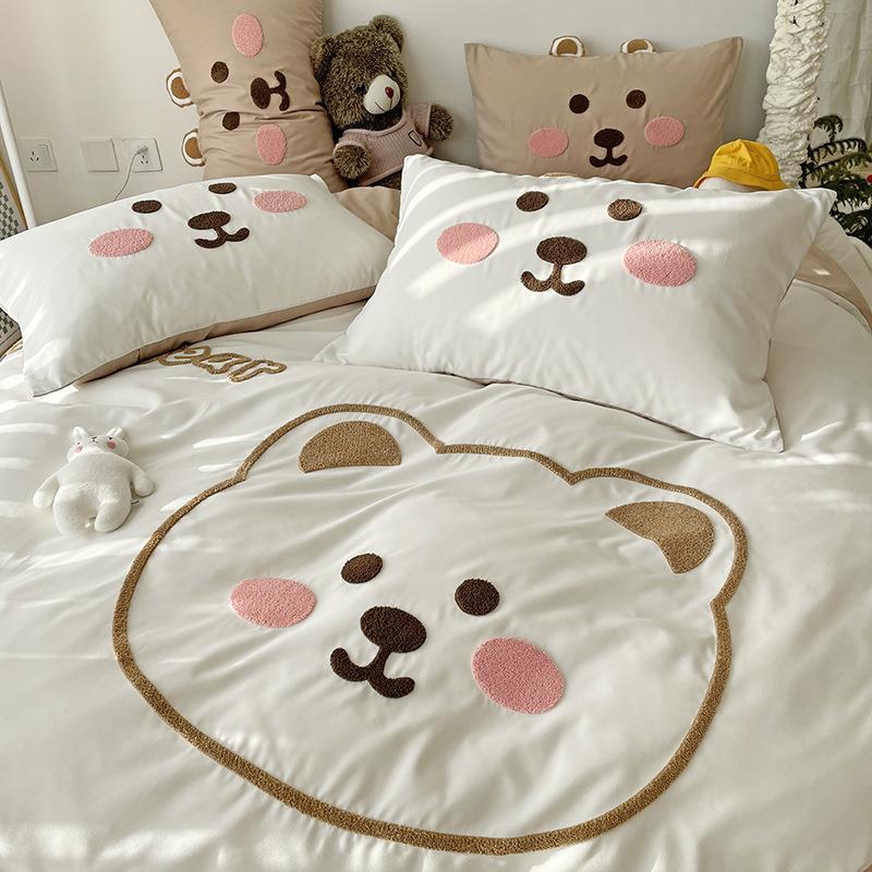 A母婴Fc4FGD3x级全棉类洗棉床上四水件60支纯棉儿童床品卡通套被