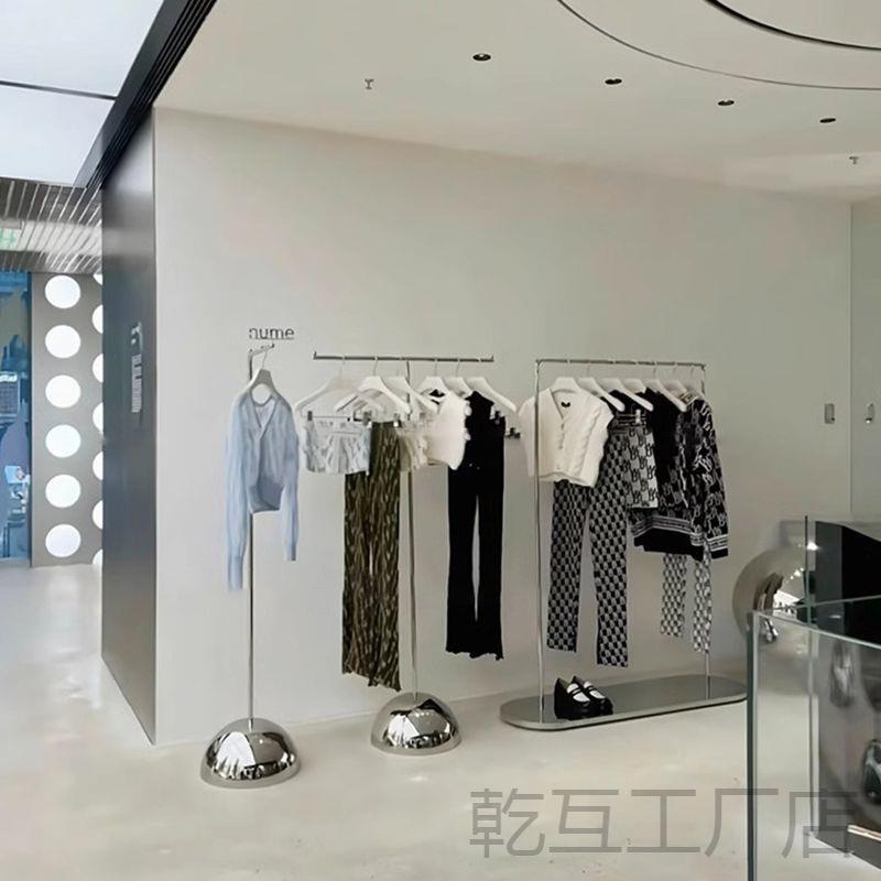 服装店展示架不锈钢落地式简约中岛陈列道具加厚T型正挂衣帽架子