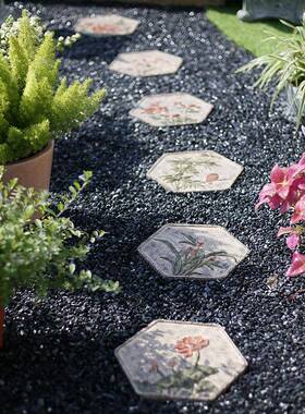 庭阳院汀步石中式脚踏花装饰摆件台板创意户园外地砖NQN园林草坪
