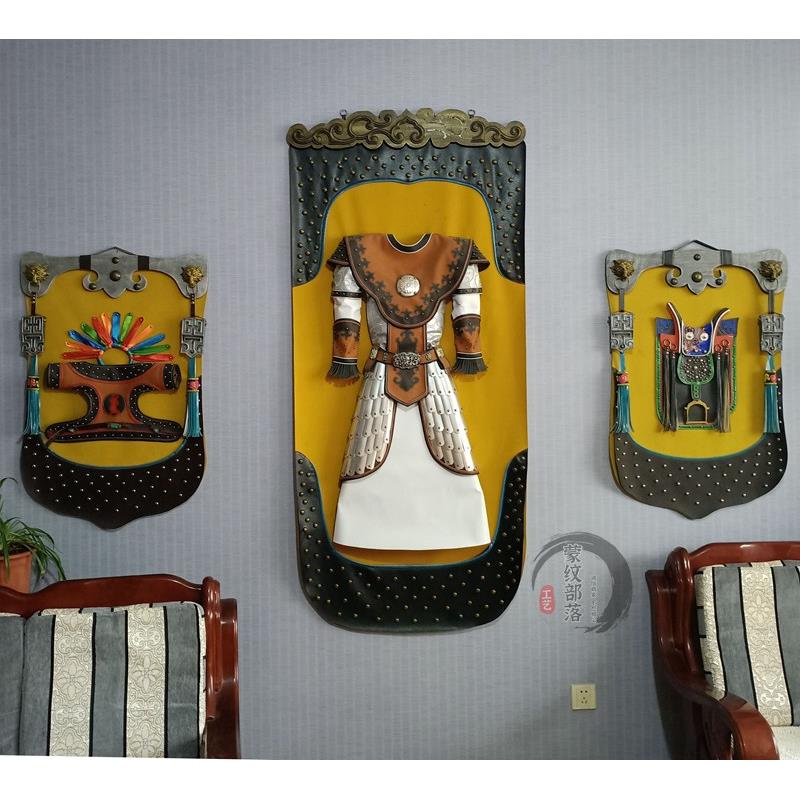 蒙古皮画彩色挂画装饰画内蒙古民族工艺品画蒙古包饭店客厅装饰画图片