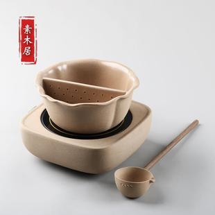繁花煮茶器麦饭石煮茶碗电陶炉家用陶瓷煮茶壶陶壶白茶温茶煮泡锅