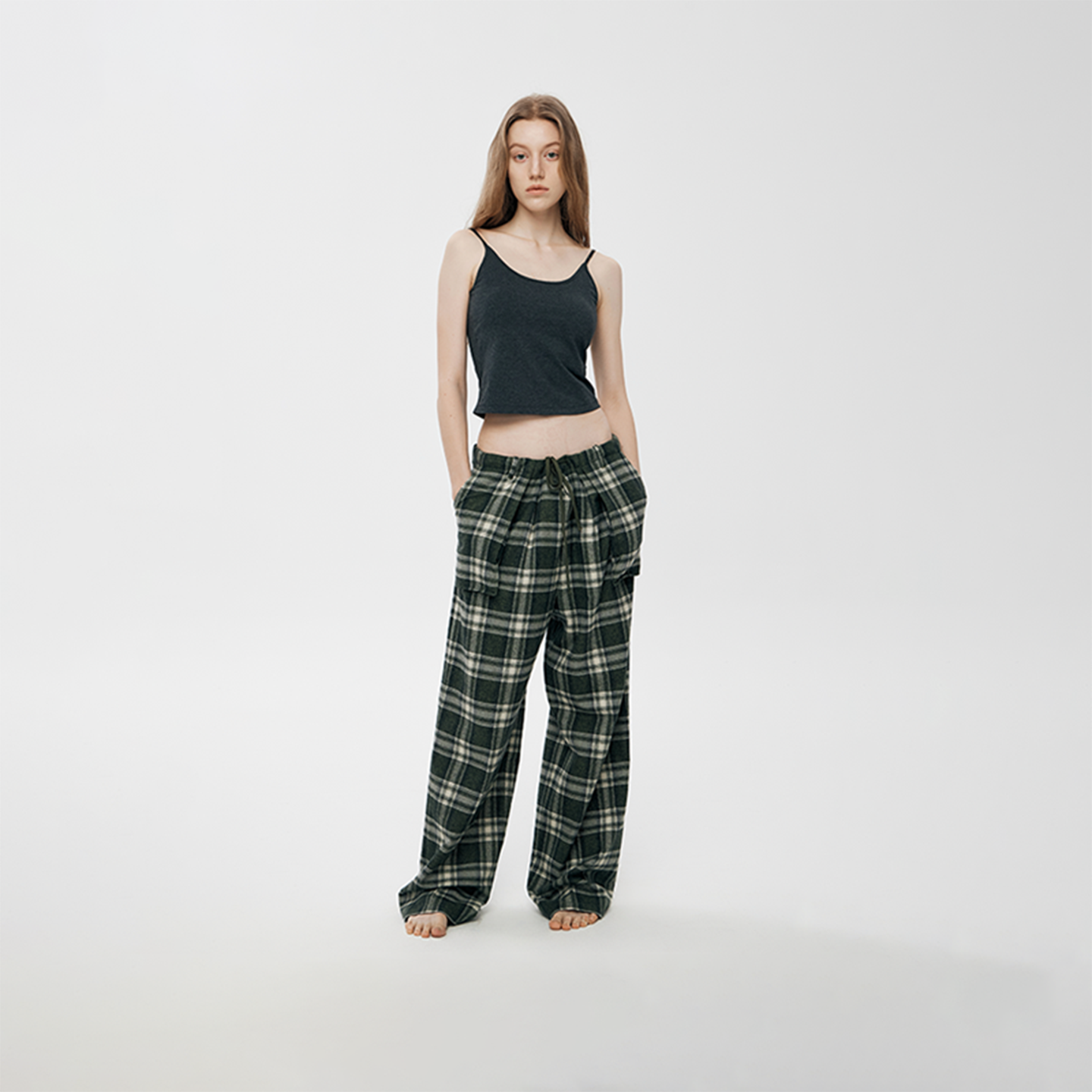 【特价】RURE PAJAMA 风格松弛感纯棉格纹裤宽松阔腿bf慵懒风裤子,女装/女士精品,休闲裤,淘宝优惠券,粉丝福利购,淘宝优惠卷