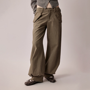 低腰时髦裤 RURE棉质休闲复古束脚裤 子卡其宽松休闲裤 裤 2025新款