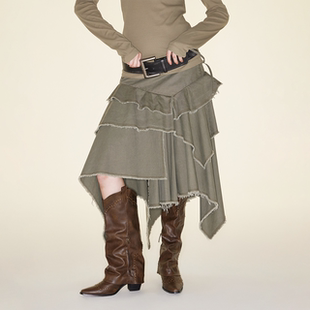 RURE不规则裙摆半身裙女流行穿搭工装裙韩里韩气半裙短裙