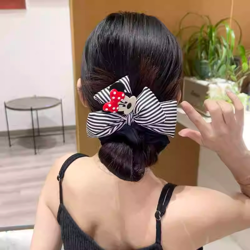 扎头发韩系条纹可爱卡通