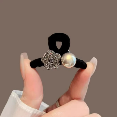 高级感轻奢植绒珍珠刘海抓夹