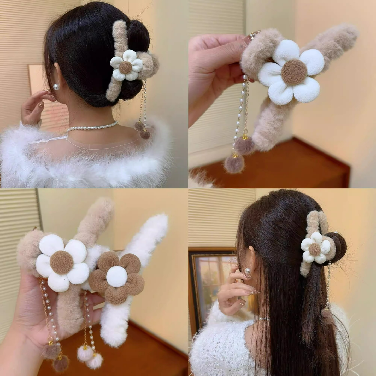 秋冬花朵毛绒抓夹流苏大号后脑勺2025新款毛毛鲨鱼发夹子头饰女,饰品/流行首饰/时尚饰品新,发饰,淘宝优惠券,粉丝福利购,淘宝优惠卷