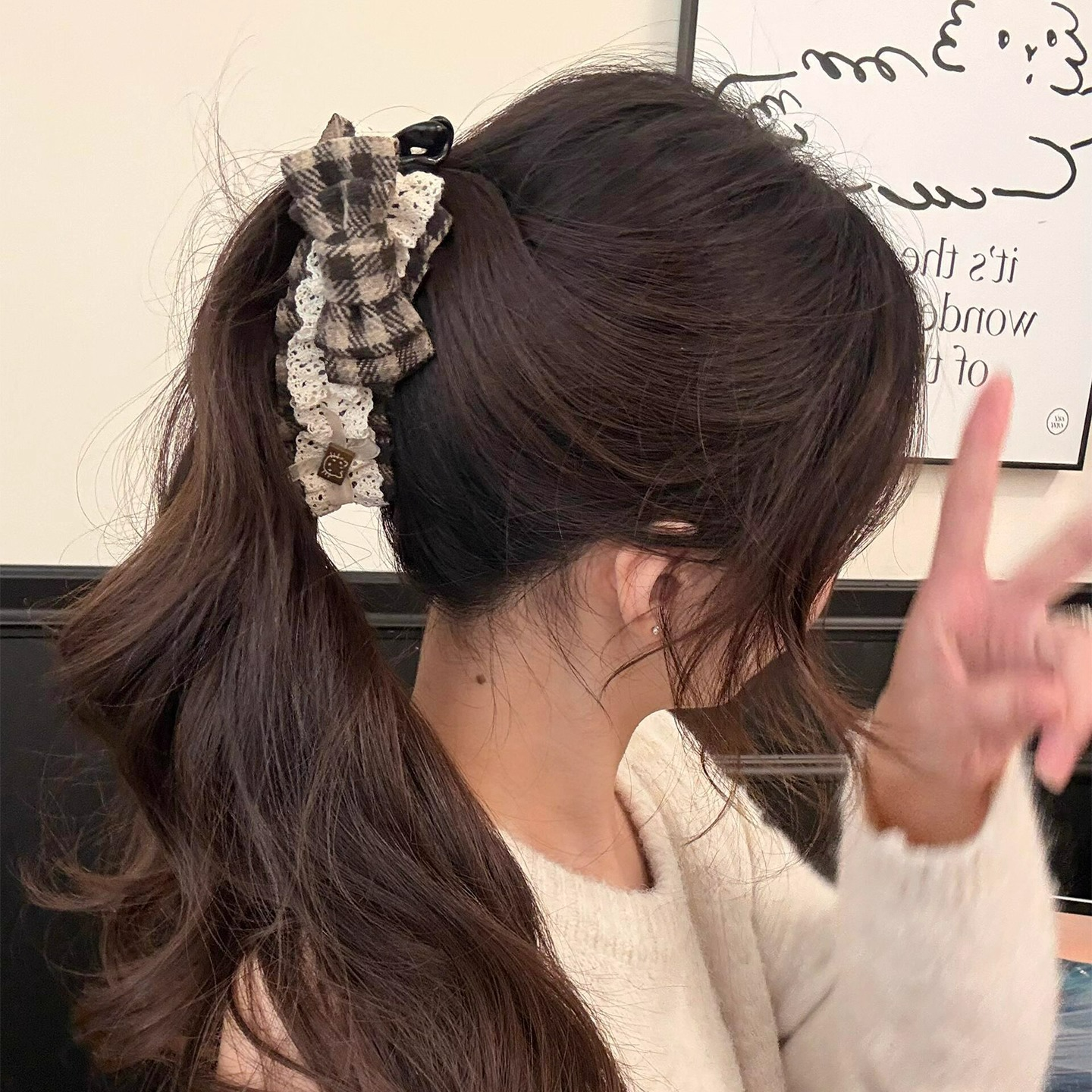 可爱kt猫蕾丝蝴蝶结香蕉夹女发饰后脑勺盘发夹头饰马尾夹竖夹发卡