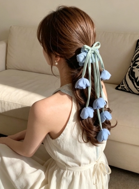 铃兰花大肠发圈流苏扎马尾