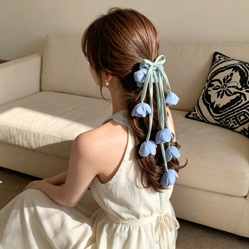 铃兰花大肠发圈流苏扎马尾