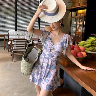 显瘦胖mm高级感温泉游泳装 大码 泳衣女士连体微胖女孩遮肉2025新款