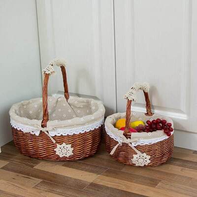 藤编收纳筐收纳篮鸡蛋花篮月子手提礼品篮野餐篮水果篮购物篮小篮