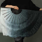 舞蹈扇鼓水墨扇黑白渐变真丝秧歌西厢寻他光亮古典舞中国风