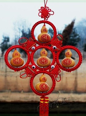 红色葫芦中国结五福葫芦高端大气流苏门对门挂件大门客.厅大号玄